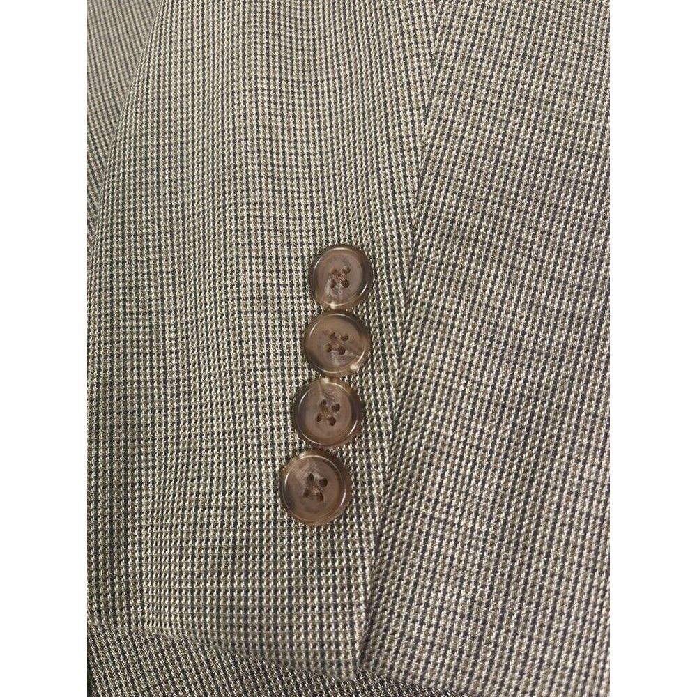 Lauren Ralph Lauren Mens Blazer 46L Brown Silk Wool Check 2 Button Single Vent - Picture 6 of 13